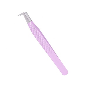 Pince à cils à pointe en fibre rose pâle avec pointe noire, personnalisable, en acier inoxydable japonais, pour extensions de cils - Product Image 5