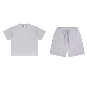 Ensemble t-shirt à col rond et short à taille élastique pour homme, couleur dégradée, séchage rapide, polyester tricoté, vêtements décontractés d'été - Product Image 6