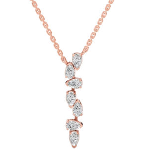 Colgante de diamante cultivado en laboratorio con corte de pera en cascada en oro de 18 quilates, elegante collar solitario con corte de pera - Product Image 1