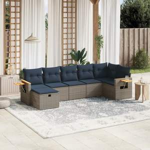 Ensemble de canapés de patio en polyrotin gris 7 pièces avec coussins, meubles d'extérieur durables - Product Image 1