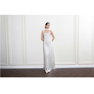 Vestidos de Noche de Lujo con MOQ Bajo, ODM, Vestido Oriel sin Tirantes, Satén Mission, Corte A, Vestidos con Acolchado Sutil, Casuales para Mujer en Blanco - Product Image 2