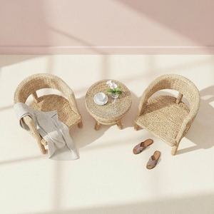Conjunto de Muebles de Patio Modernos de Mimbre, Mesa de Bistró de Lujo para Resort de Playa, Silla de Acento de Perfil Bajo, Asientos de Ocio Costeros para Exteriores - Product Image 2