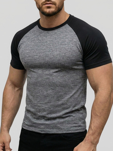T-shirt en jersey raglan à manches courtes pour hommes, en coton respirant, décontracté et sportif - Product Image 5