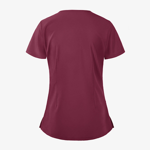 Uniformes Médicos para Mujer al por Mayor, Manga Corta, Múltiples Bolsillos, Cuello en V, 72% Poliéster/21% Rayón/7% Elastano, Tela de Rizo, para Hospital - Product Image 4