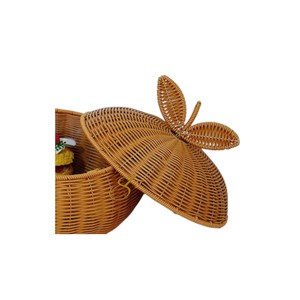 Cesta de Mimbre Hecha a Mano con Tapa para Almacenamiento Decorativo y Accesorios para el Hogar - Product Image 2