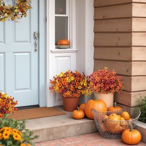 ดอกไม้ประดิษฐ์สำหรับฤดูใบไม้ร่วงและใบไม้ร่วง12ช่อพืชผ้าไหมเทียมสำหรับตกแต่งบ้านสวนในฤดูใบไม้ร่วง - Product Image 2