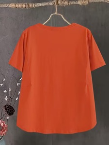Wholesale High Quality T-<b>Shirt</b> <b>Orange</b> Short Sleeve T-<b>Shirt</b> With Cartoon Print O-Neck Loose Fit <b>Men</b> Casual Knitted Cotton Top - Product Image 2