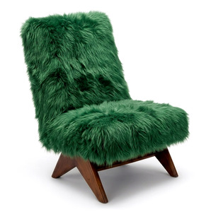 Sillón de Salón de Estilo Nórdico de Lujo con Detalles de Piel Sintética Verde, Silla de Madera Maciza de Estilo Moderno de Mediados de Siglo para Sala de Estar y Dormitorio, Venta al Por Mayor - Product Image 1
