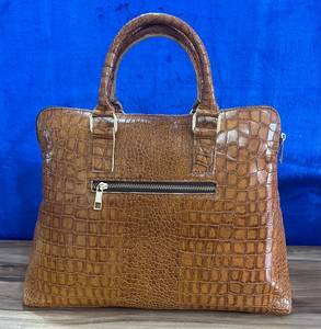 <b>Large</b> Brown Animal Prints Genuine Leather <b>Tote</b> <b>Bag</b> <b>with</b> <b>Zipper</b> Closure Top Handle Laptop Daily Use Shopping <b>Bag</b> - Product Image 3