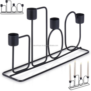 เชิงเทียนโลหะสีดำด้านสำหรับเทียนแบบ4แท่งที่วางตรงกลางโต๊ะวัสดุเหล็ก - Product Image 1