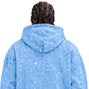 Sweat à capuche pour homme en molleton épais, coupe décontractée, imprimé galaxie bleu ciel, style streetwear, avec cordon de serrage - Product Image 3