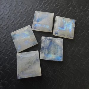 Rainbow Moonstone Tablet Cut Square Shape Flat Back Calibrated AAA+ Gemstone, for Jewelry Making - Product Image 5