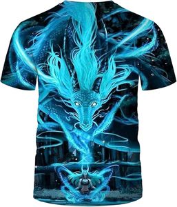 T-shirt pour homme Blue Dragon imprimé en 3D, manches courtes, col rond, style streetwear décontracté, coupe ample, tricoté, 100% coton, écologique - Product Image 2