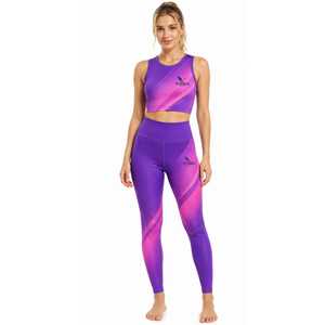 Leggings de sport pour femmes, tricotés, imprimé géométrique, violet rose, taille haute, pantalons de yoga, collants de fitness extensibles, vêtements de sport - Product Image 1