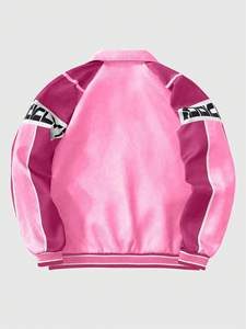 Chaqueta Bomber Unisex de Forro Polar Rosa, Transpirable y Ecológica, Estilo Béisbol, con Cierre, Casual, Venta al Por Mayor - Product Image 2