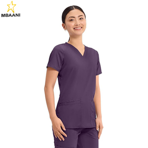 ชุดสครับสำหรับแพทย์หญิง คอวี ทรงคลาสสิกทันสมัย มีกระเป๋า 3 ช่อง ผ้าเนื้อนุ่มพิเศษ ยืดได้ 2 ทิศทาง - Product Image 5