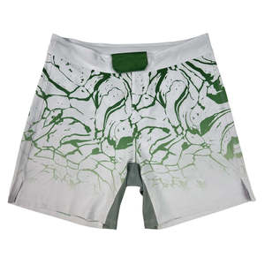 Pantalones Cortos de Boxeo Unisex con Estampado de Mármol Verde y Blanco, Diseño Color Block, Ajuste Atlético, Absorción de Humedad, 140g Poliéster, Ropa Deportiva OEM - Product Image 4