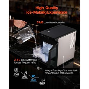 Macchina per il ghiaccio portatile da banco, produzione 22 libbre al giorno, ghiaccio a cubetti, autopulente, con pinza e accesso dal cassetto, elegante e pratica. - Product Image 6