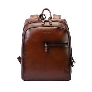 Leather Talks Genuine Leather <b>Backpack</b> Brown Classic Style Durable Zipper Closure Handle Design - Product Image 3