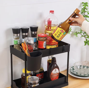 OEM/ODM Vietnam 2 Tier Adjustable Carbon Steel <b>Dish</b> <b>Rack</b> Cabinet Organizer Kitchen Bathroom Storage Shelf - Product Image 1