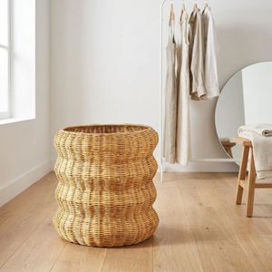 Unique Design Storage Organizer Clothes Handmade Woven Natural Rattan <b>Basket</b> for Closet and <b>Laundry</b> Organization - Product Image 2