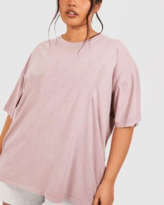Customized Women's Oversized Pink T-<b>Shirt</b> Crew Neck Short Sleeve 100% Cotton Jersey <b>Flame</b> Logo Print Loose Fit Spring Summer - Product Image 3