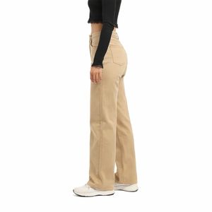 Pantalon droit uni pour femme, taille haute, décontracté, mode, qualité supérieure, confortable, à porter au quotidien, en denim. - Product Image 3