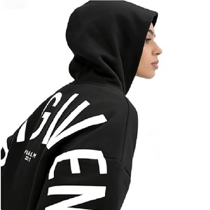Sweat-shirt à capuche unisexe en coton noir surdimensionné, style streetwear décontracté, avec impression au dos, motif Psaume 32:1 « Forgiven », tricoté - Product Image 5
