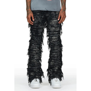 Pantalon de jogging délavé à l'acide de haute qualité avec logo personnalisé, coupe ample pour homme, jambe large, effet usé - Product Image 1