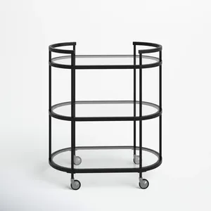 <b>Ceramic</b> Eco-Friendly Utility Cart Glass Shelves American Style Minimalist Design for Living Room Bedroom Interior Furniture - Product Image 1