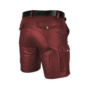 <b>Men's</b> Casual Stylish Leather <b>Shorts</b> Elastic Waist Nonwoven Breathable Quick Dry Worsted Fabric <b>Knee</b> <b>Length</b> Outdoor OEM Service - Product Image 2
