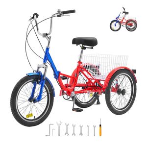 Tricycle pliant pour adultes de 20 pouces à 7 vitesses en acier au carbone, vélo cruiser à 3 roues avec grand panier réglable, cylindrée 110 cm³ - Product Image 1
