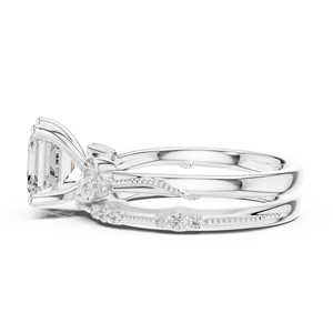 Anillo de Doble Banda con Diseño Único de Diamante Cultivado en Laboratorio con Corte Asscher Oxidado, Moderno, para Mujer, en Oro Blanco Sólido de 14K con Certificación GRA - Product Image 2