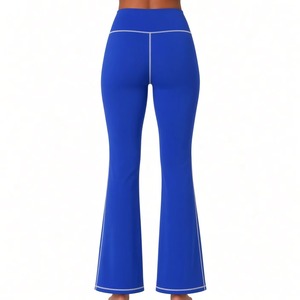 Pantalones de Yoga Azules Zeta Phi Beta para Mujer, Leggings de Cintura Alta con Corte Acampanado, Costuras en Contraste Blancas, Bordado de la Hermandad - Product Image 3