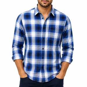 Plaid Shirt Men's Custom Best Quality Spring and Autumn Men's <b>Flannel</b> Warm Shirt Fashion Casual Shirt - Product Image 1