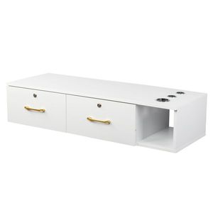 White Salon Furniture Cabinet with 15cm E0 Chipboard Pitted Surface Two Drawers Three Holes Lock - Product Image 1
