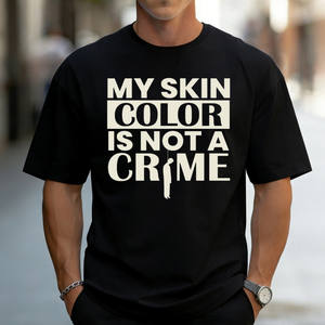 Camiseta Vintage para Hombre al por Mayor, desde Almacén en EE. UU., con Estampado 'Skin Color Not a Crime', 100% Algodón, Manga Corta - Product Image 1