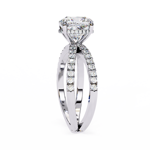 Bague de fiançailles en diamant de laboratoire taille coussin 2,00 ct certifié IGI, pavé intégral, couleur E F VS, luxe durable, en or 18 carats avec tige entièrement pavée - Product Image 6