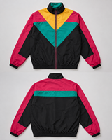 Veste coupe-vent sportive pour homme, style racer, avec blocs de couleur, fermeture éclair, col montant, en polyester, pour l'automne