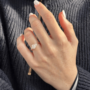 Anillo de Diamante Cultivado en Laboratorio con Certificado IGI, Corte Redondo de 1-5 Quilates, Diseño de Racimo Triangular, Oro Sólido de 18K, 14K, 10K, Plata 925, Anillo de Compromiso - Product Image 4
