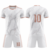 Ensemble de maillots de football à motif marbre blanc, best-seller, luxe, or rose, sublimé - Tenue d'équipe