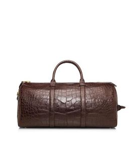 Vintage Crocodile Leather Weekender Duffle Bag 20-35L Zipper Closure Unisex Travel Storage <b>Soft</b> Handle Large Capacity - Product Image 1