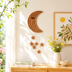 Natural Rattan Dolphin <b>Wall</b> Art Handmade Woven Coastal <b>Wall</b> <b>Decor</b> for Nursery Kids Room Beach House Decoration - Product Image 4