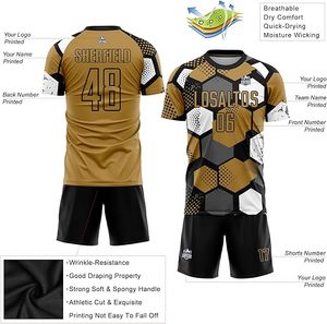 Maillot de football unisexe personnalisé rouge et noir à motif de points, sublimé, manches courtes, anti-humidité, respirant, 100 % coton et maille polyester - Product Image 4