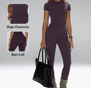 Conjunto de Yoga para Mujer de Dos Piezas, Ropa Deportiva de Spandex/Poliéster de Secado Rápido, Transpirable y Elástica, Personalizable - Product Image 3