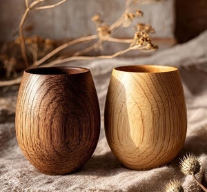 Taza de Café de Madera Hecha a Mano, Taza de Madera Maciza con Acabado Natural, Estilo Rústico, Ecológica y Reutilizable para el Hogar - Product Image 4