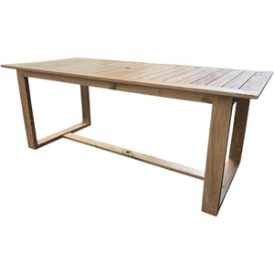 Table à manger en teck massif d'Indonésie, moderne, rectangulaire, résistante à l'eau, aux UV et durable, pour patio et jardin. - Product Image 2