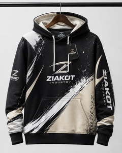 เสื้อฮู้ดดี้แบบสวมหัวสีดำขาวสำหรับเล่นกีฬา ตัดเย็บตามสั่งจากอุตสาหกรรมซีอาโกต์ ปากีสถาน ขายส่งโดยตรง - Product Image 1