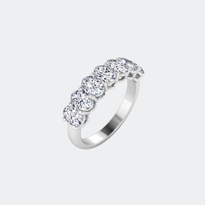1.40CTW Oval Cut Lab Grown Diamond Prong Set 18K Gold Half-Eternity Luxury Ring - Product Image 5