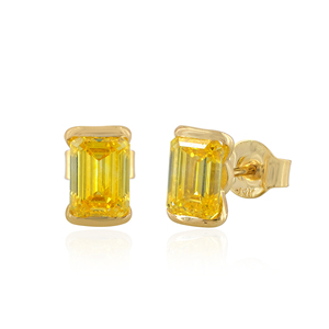 Boucles d'oreilles en or massif 14 carats avec diamants de laboratoire de 2,50 carats, taille hexagonale, certifiées IGI, bijoux de luxe - Product Image 1